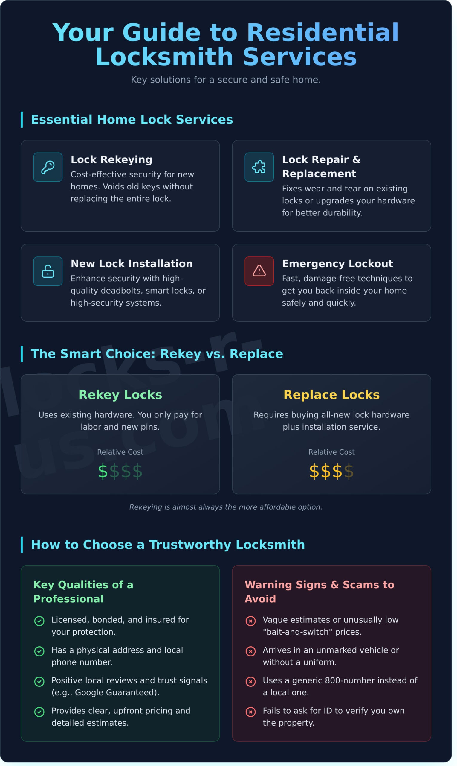 Residential Locksmith Services: The Complete Homeowner’s Guide - Infographic